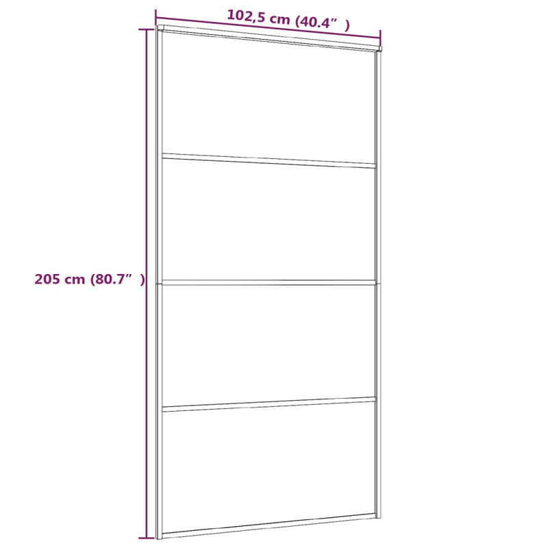 vidaXL fekete matt ESG üveg és alumínium tolóajtó 102,5x205 cm