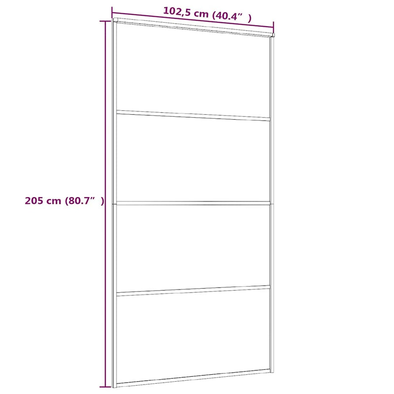 vidaXL fekete matt ESG üveg és alumínium tolóajtó 102,5x205 cm