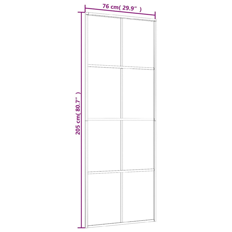 vidaXL fekete ESG üveg és alumínium tolóajtó 76 x 205 cm
