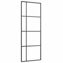 vidaXL fekete matt ESG üveg és alumínium tolóajtó 76x205 cm