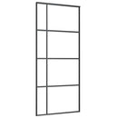 vidaXL fekete matt ESG üveg és alumínium tolóajtó 90x205 cm