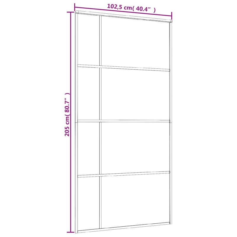 vidaXL fekete ESG üveg és alumínium tolóajtó 102,5x205 cm