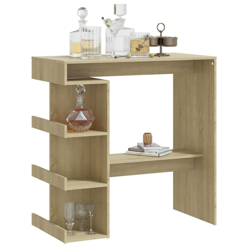 vidaXL sonoma tölgy szerelt fa bárasztal tárolópolccal 100x50x101,5 cm