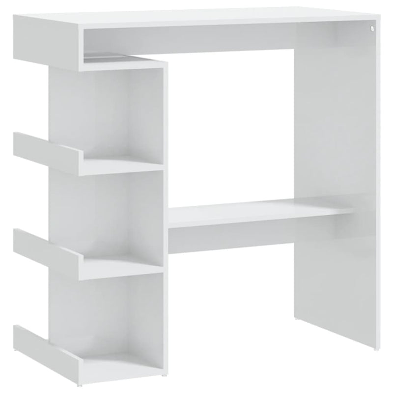 vidaXL magasfényű fehér bárasztal tárolópolccal 100 x 50 x 101,5 cm
