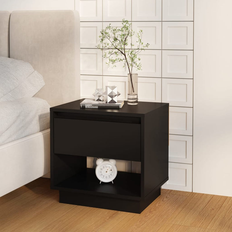 vidaXL 2 db fekete forgácslap éjjeliszekrény 45 x 34 x 44 cm