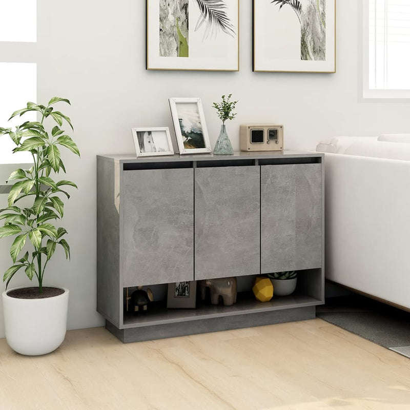 vidaXL betonszürke forgácslap tálalószekrény 97 x 31 x 75 cm