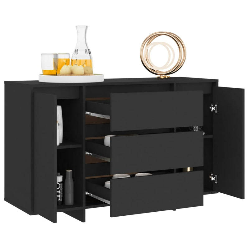 vidaXL fekete szerelt fa tálalószekrény 3 fiókkal 120 x 41 x 75 cm