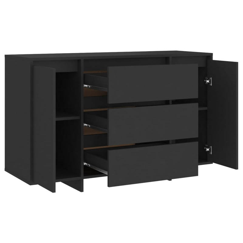 vidaXL fekete szerelt fa tálalószekrény 3 fiókkal 120 x 41 x 75 cm