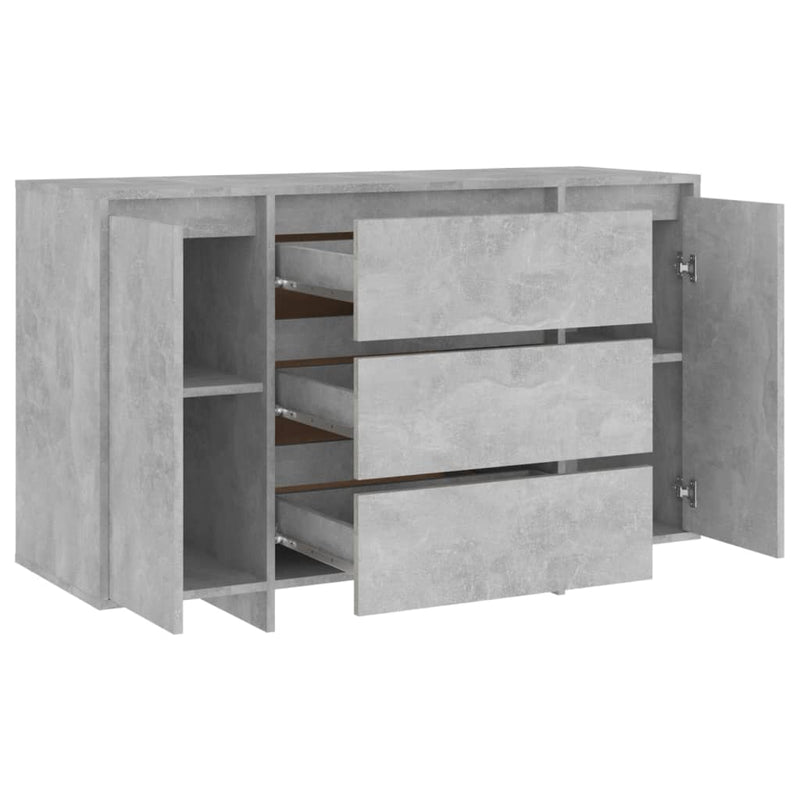 vidaXL betonszürke szerelt fa tálalószekrény 3 fiókkal 120x41x75 cm