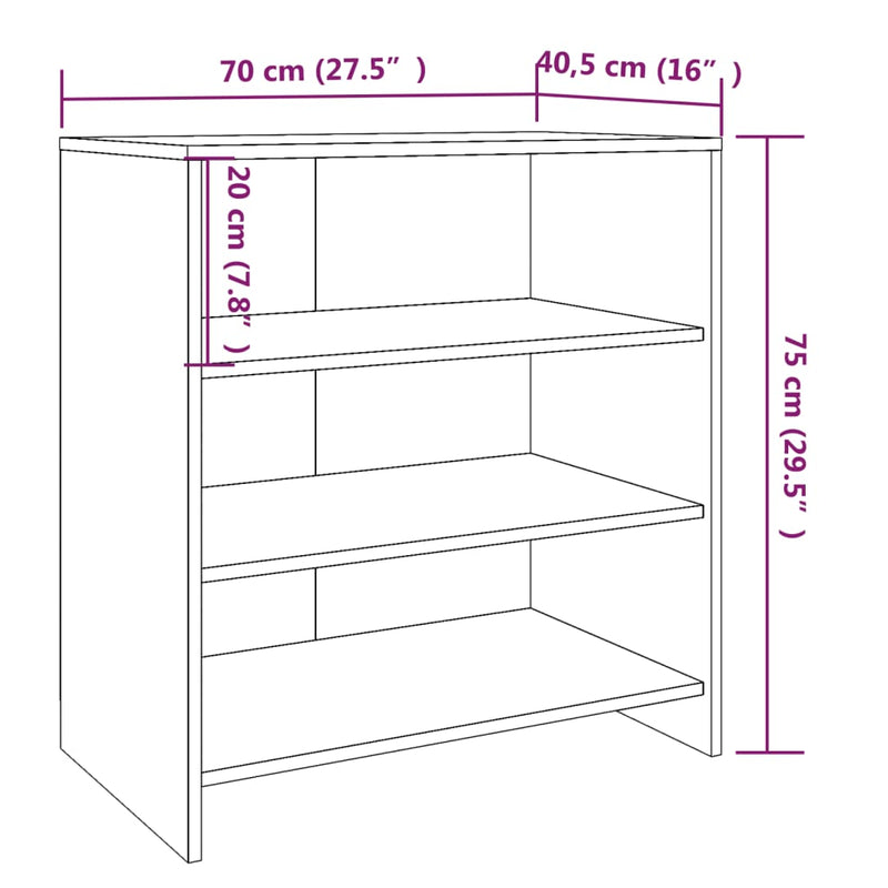 vidaXL betonszürke szerelt fa tálalószekrény 70x40,5x75 cm