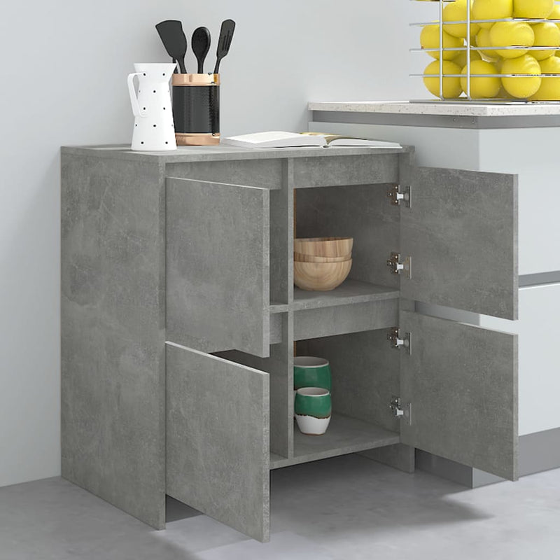 vidaXL betonszürke szerelt fa tálalószekrény 70x41x75 cm