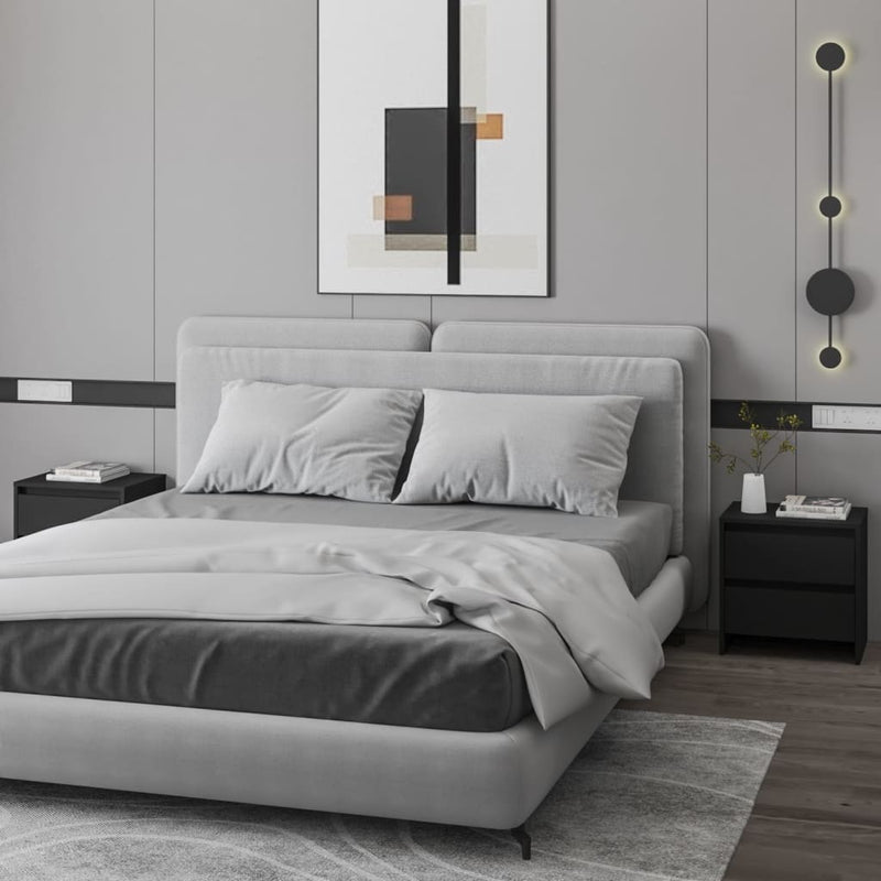 vidaXL 2 db fekete forgácslap éjjeliszekrény 45 x 34,5 x 44,5 cm