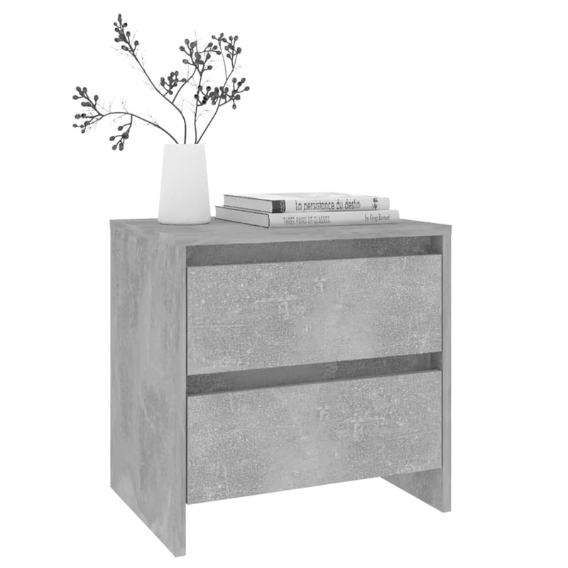 vidaXL 2 db betonszürke szerelt fa éjjeliszekrény 45x34,5x44,5 cm