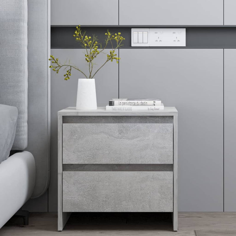 vidaXL 2 db betonszürke szerelt fa éjjeliszekrény 45x34,5x44,5 cm
