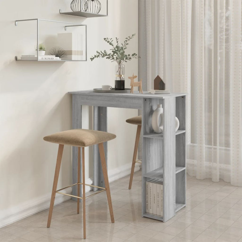 vidaXL szürke sonoma szerelt fa bárasztal polccal 102 x 50 x 103,5 cm