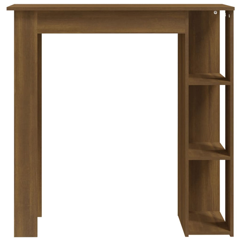 vidaXL barna tölgy színű szerelt fa bárasztal polccal 102x50x103,5 cm