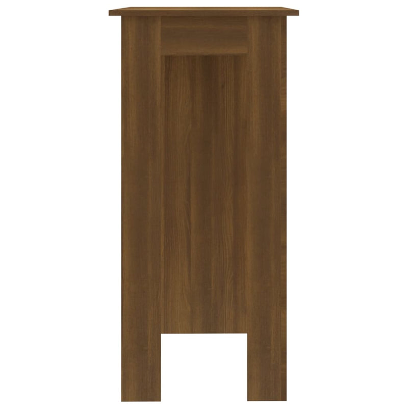 vidaXL barna tölgy színű szerelt fa bárasztal polccal 102x50x103,5 cm