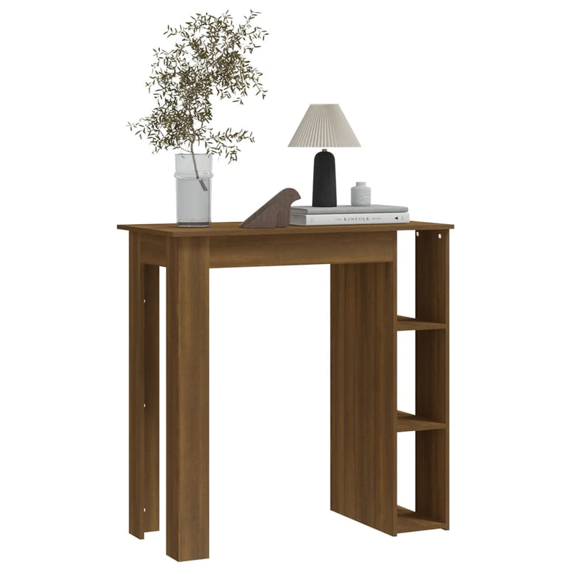vidaXL barna tölgy színű szerelt fa bárasztal polccal 102x50x103,5 cm