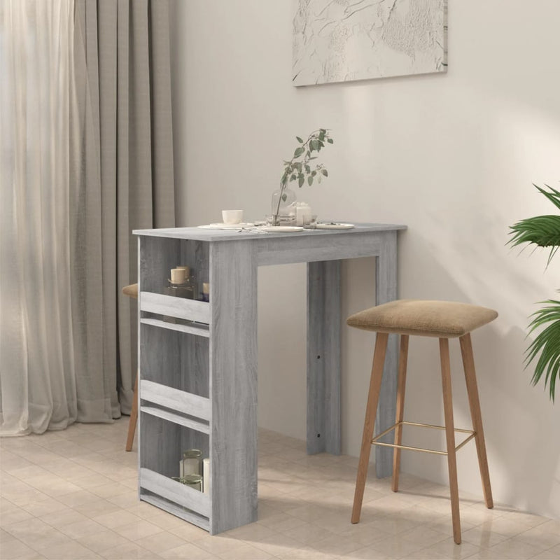 vidaXL szürke sonoma színű bárasztal tárolópolccal 102 x 50 x 103,5 cm