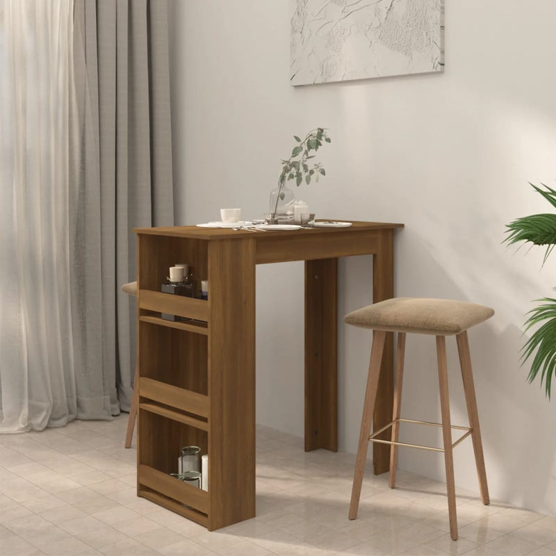 vidaXL barna tölgy színű bárasztal tárolópolccal 102 x 50 x 103,5 cm