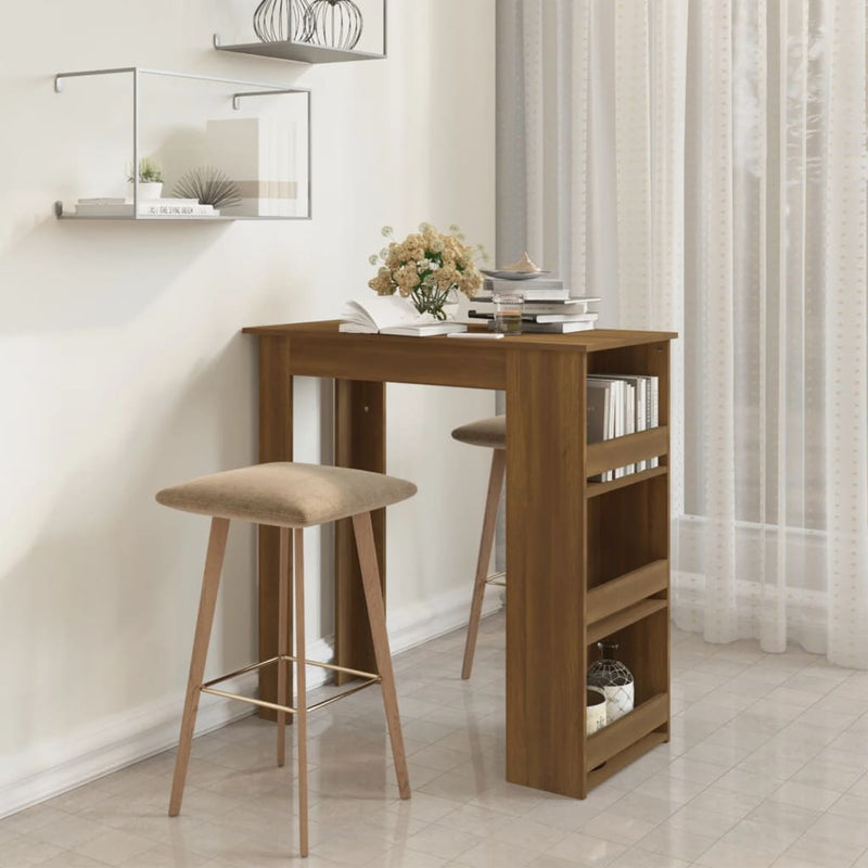 vidaXL barna tölgy színű bárasztal tárolópolccal 102 x 50 x 103,5 cm