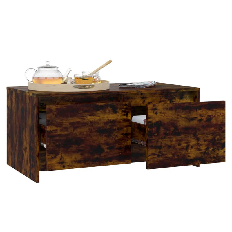 vidaXL füstös tölgy színű szerelt fa dohányzóasztal 90x50x41,5 cm