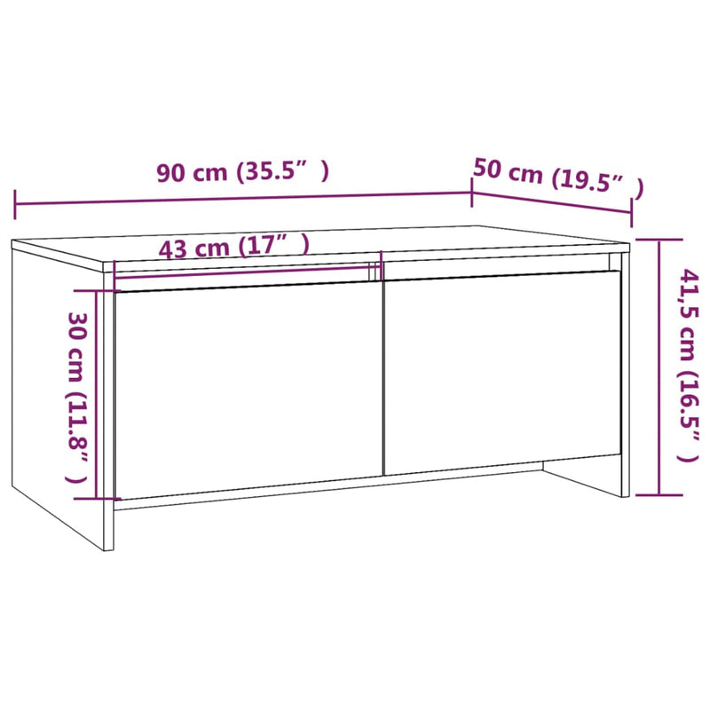 vidaXL füstös tölgy színű szerelt fa dohányzóasztal 90x50x41,5 cm