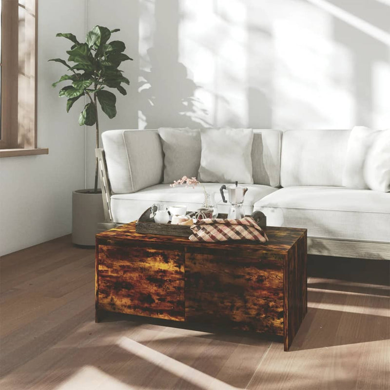 vidaXL füstös tölgy színű szerelt fa dohányzóasztal 90x50x41,5 cm