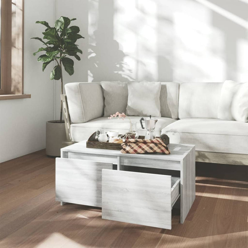 vidaXL szürke sonoma szerelt fa dohányzóasztal 90x50x41,5 cm