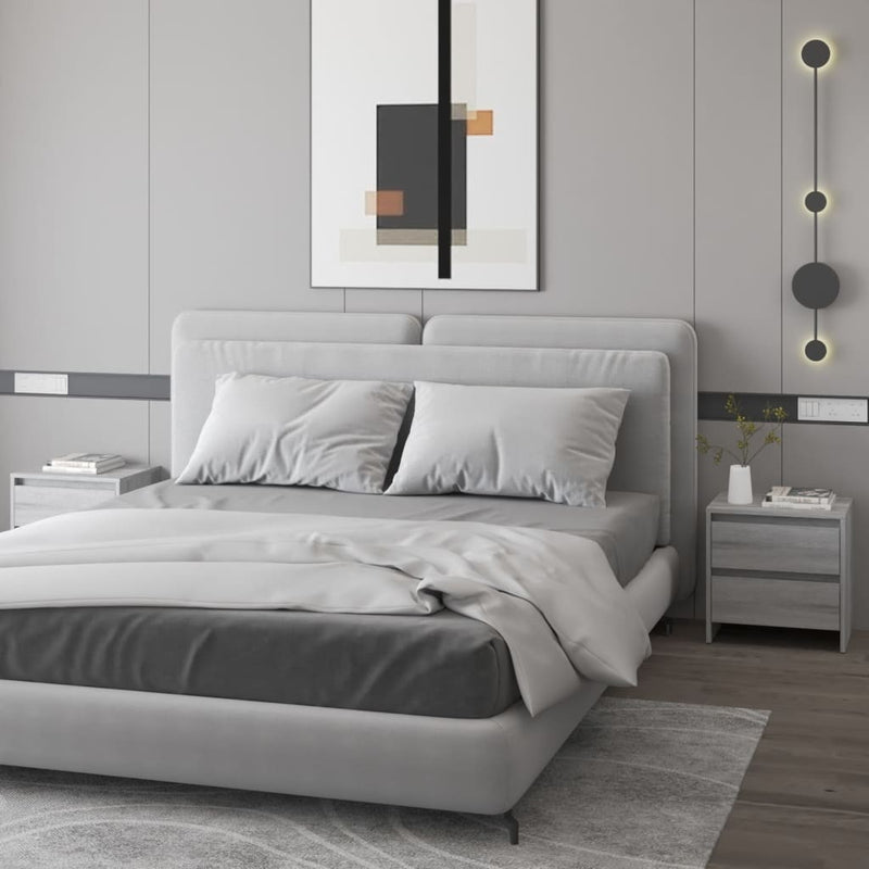 vidaXL 2 db szürke-sonoma színű éjjeliszekrény 45x34,5x44,5 cm