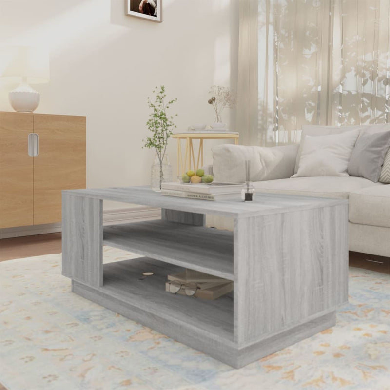 vidaXL szürke sonoma szerelt fa dohányzóasztal 102x55x43 cm