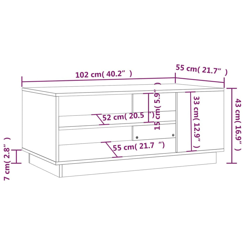 vidaXL szürke sonoma szerelt fa dohányzóasztal 102x55x43 cm