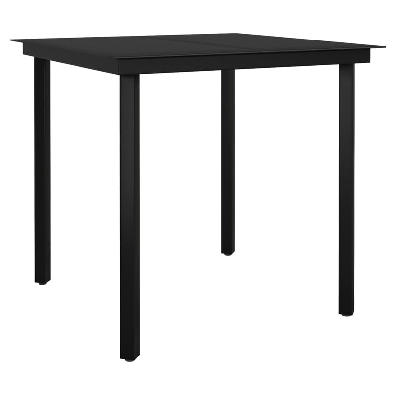 vidaXL fekete acél és üveg kerti étkezőasztal 80 x 80 x 74 cm