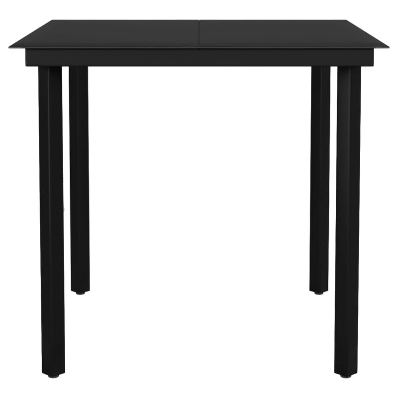 vidaXL fekete acél és üveg kerti étkezőasztal 80 x 80 x 74 cm