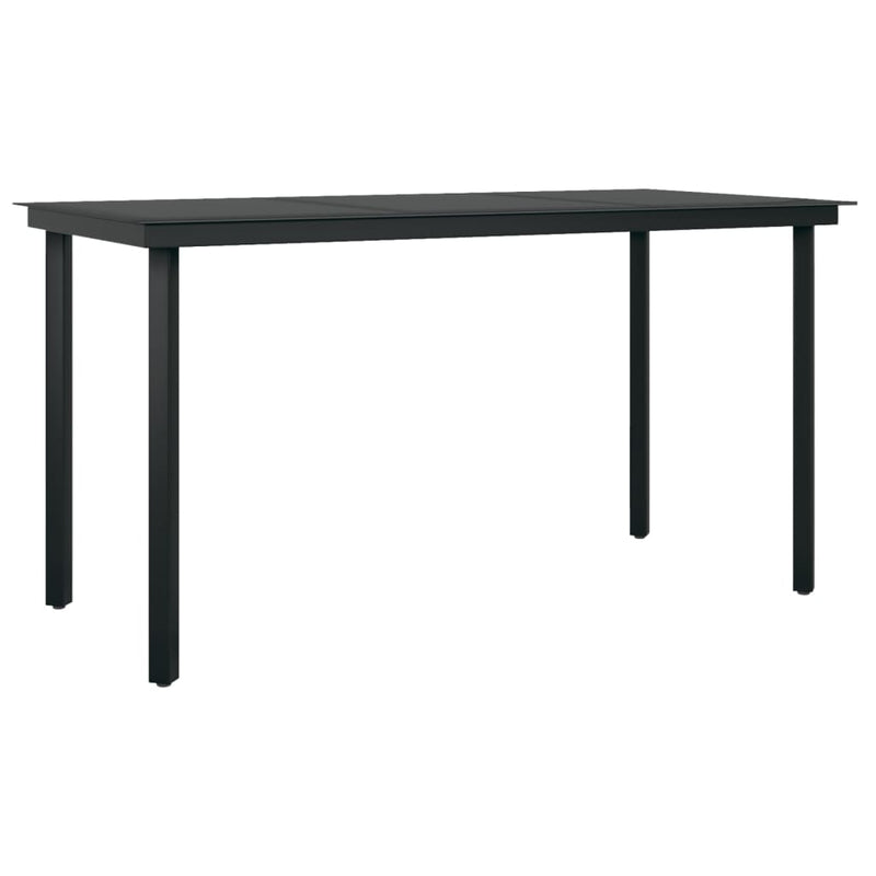 vidaXL fekete acél és üveg kerti étkezőasztal 140 x 70 x 74 cm