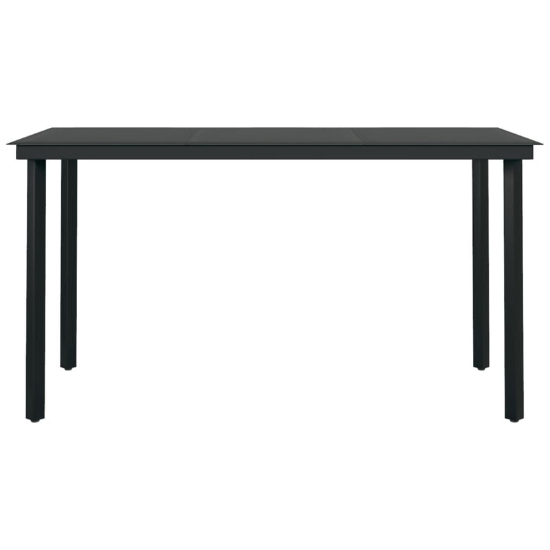 vidaXL fekete acél és üveg kerti étkezőasztal 140 x 70 x 74 cm