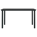 vidaXL fekete acél és üveg kerti étkezőasztal 140 x 70 x 74 cm
