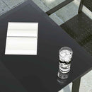 vidaXL fekete acél és üveg kerti étkezőasztal 140 x 70 x 74 cm