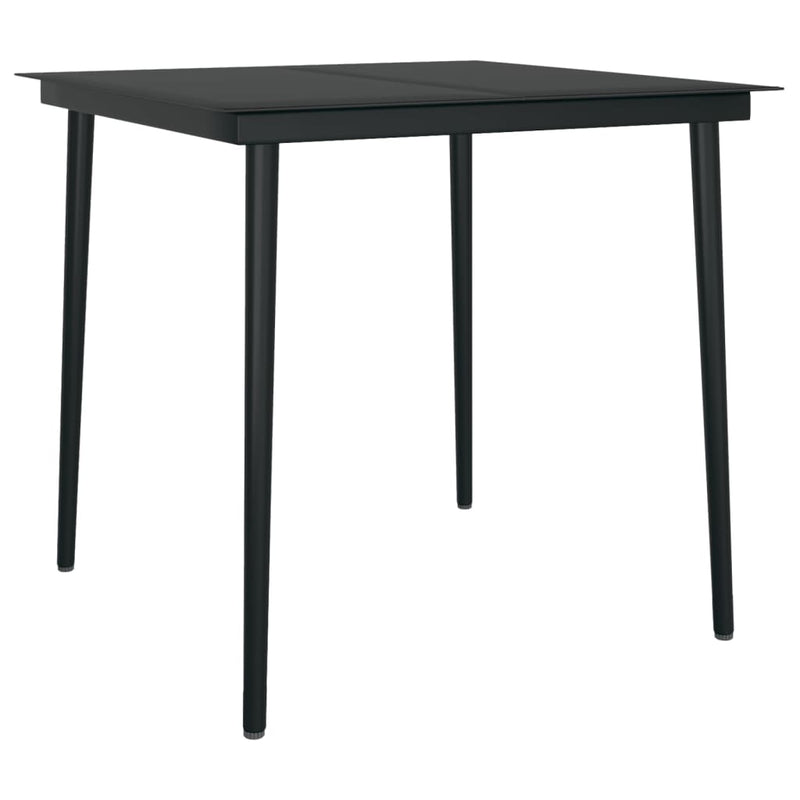 vidaXL fekete acél és üveg kerti étkezőasztal 80 x 80 x 74 cm