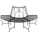 vidaXL fekete acél félkör alakú fa körüli pad Ø159 cm