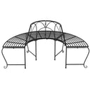 vidaXL fekete acél félkör alakú fa körüli pad Ø159 cm