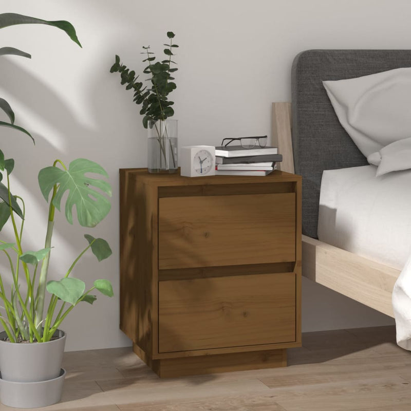 vidaXL 2 db mézbarna tömör fenyőfa éjjeliszekrény 40 x 35 x 50 cm