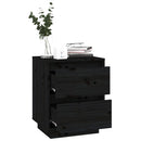 vidaXL 2 db fekete tömör fenyőfa éjjeliszekrény 40 x 35 x 50 cm
