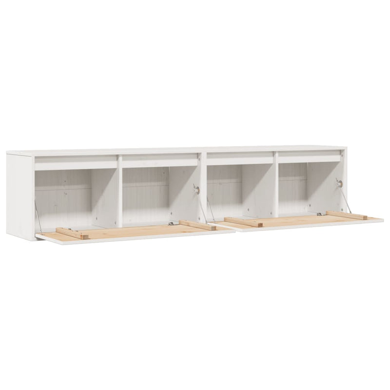 vidaXL 2 db fehér tömör fenyőfa faliszekrény 80 x 30 x 35 cm