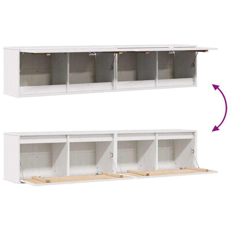 vidaXL 2 db fehér tömör fenyőfa faliszekrény 80 x 30 x 35 cm