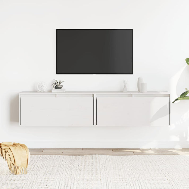 vidaXL 2 db fehér tömör fenyőfa faliszekrény 80 x 30 x 35 cm