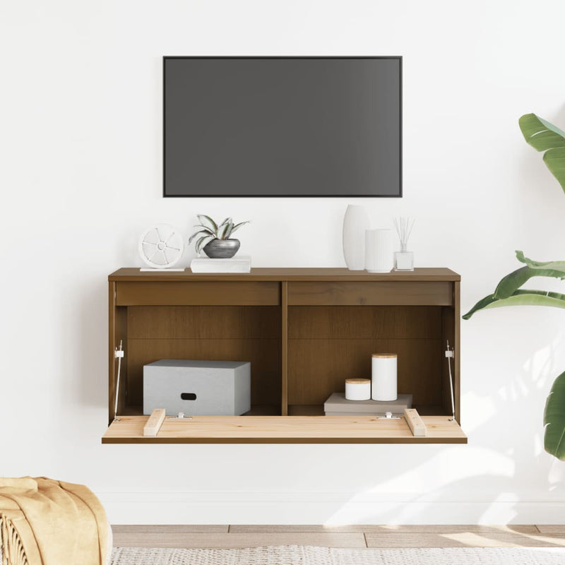 vidaXL mézbarna tömör fenyőfa faliszekrény 80 x 30 x 35 cm