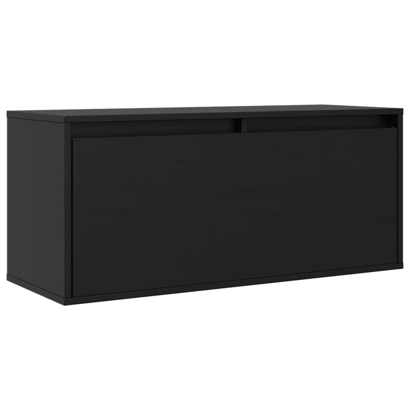 vidaXL fekete tömör fenyőfa faliszekrény 80 x 30 x 35 cm