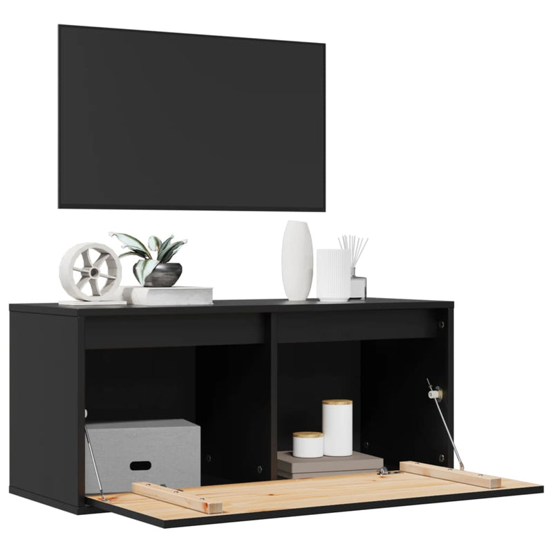 vidaXL fekete tömör fenyőfa faliszekrény 80 x 30 x 35 cm