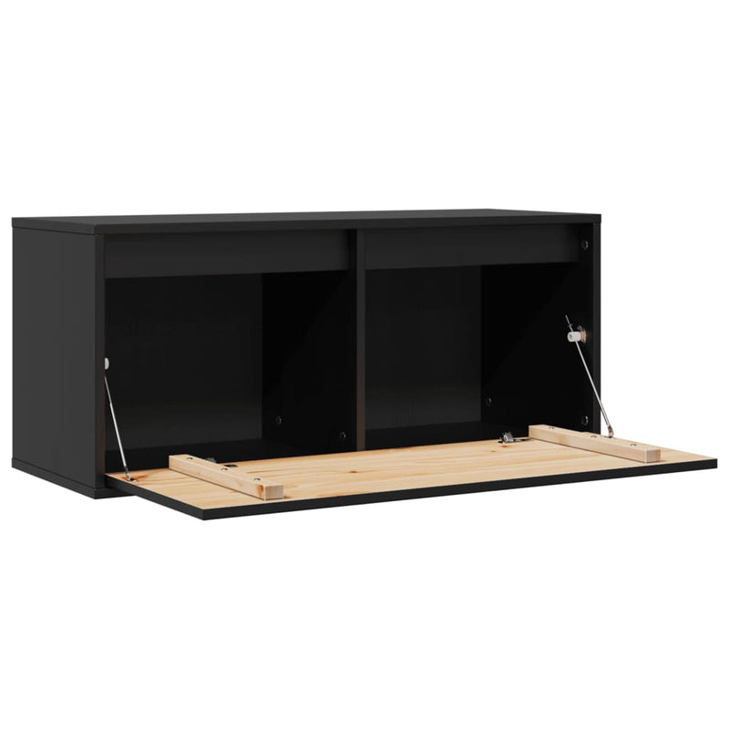 vidaXL fekete tömör fenyőfa faliszekrény 80 x 30 x 35 cm